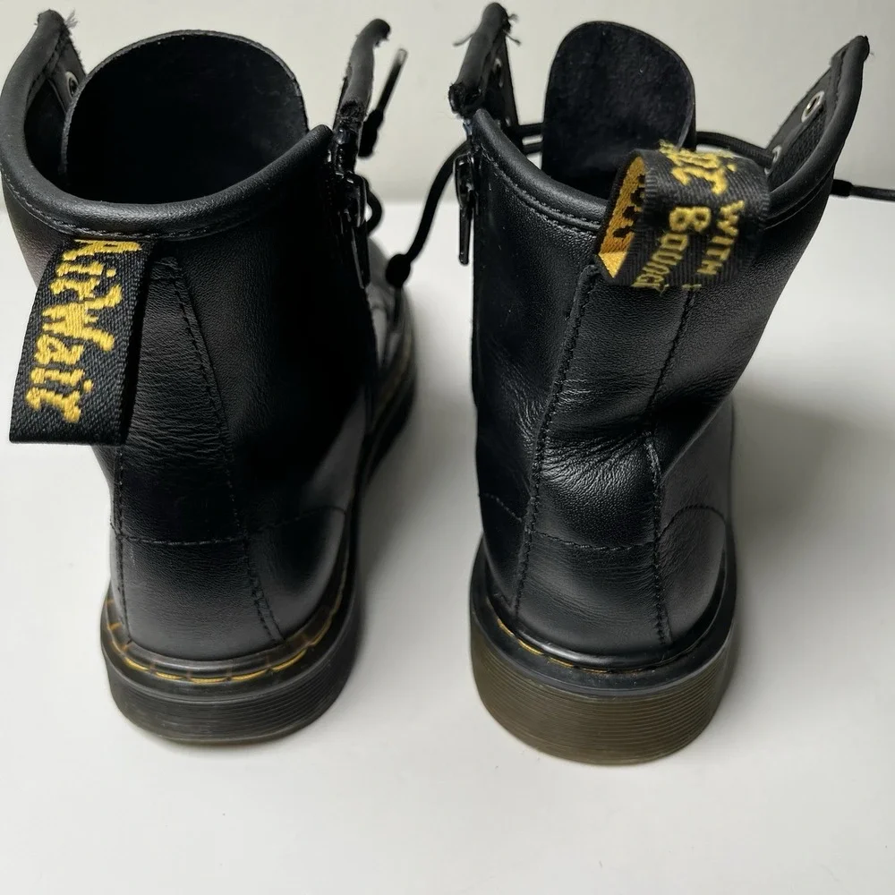 Dr. Martens Zavala J Youth Side Zip Combat Black Boots Sz 3 Kids‎ Moto Utility